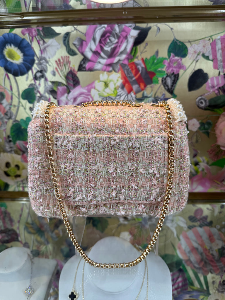 Pearl Blossom Tweed Bag