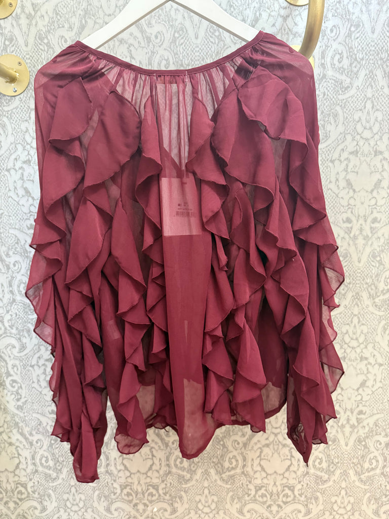 Cranberry Ruffle Blouse