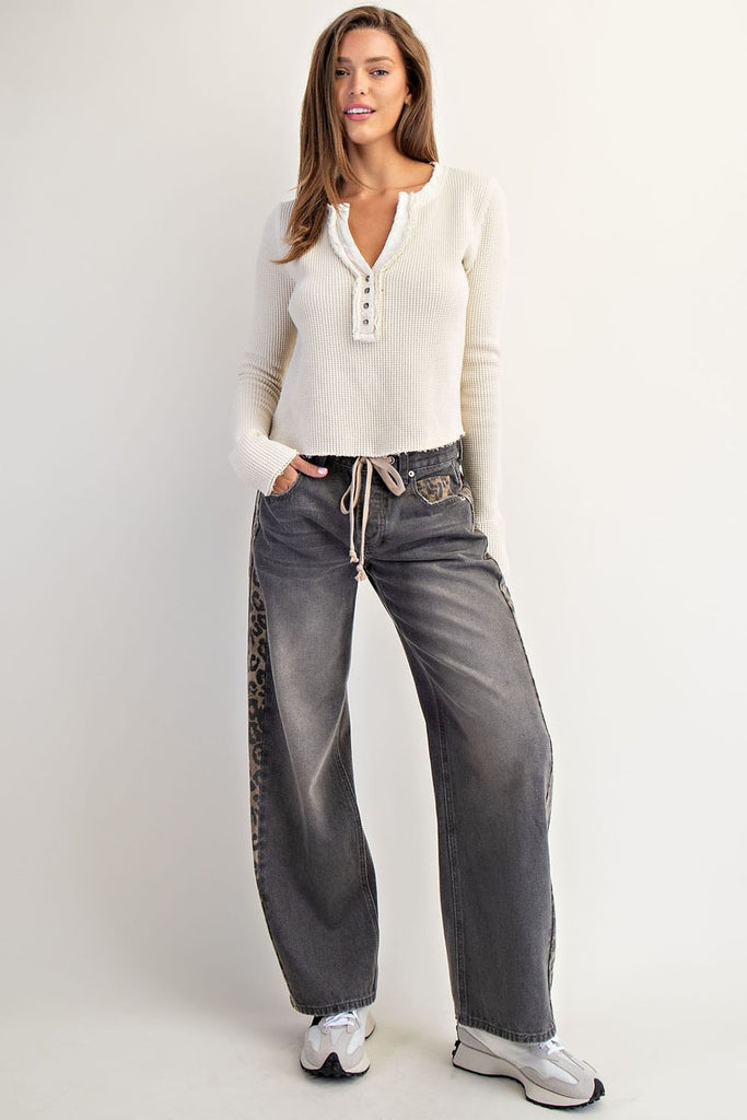 Leopard Streak Drawstring Pant