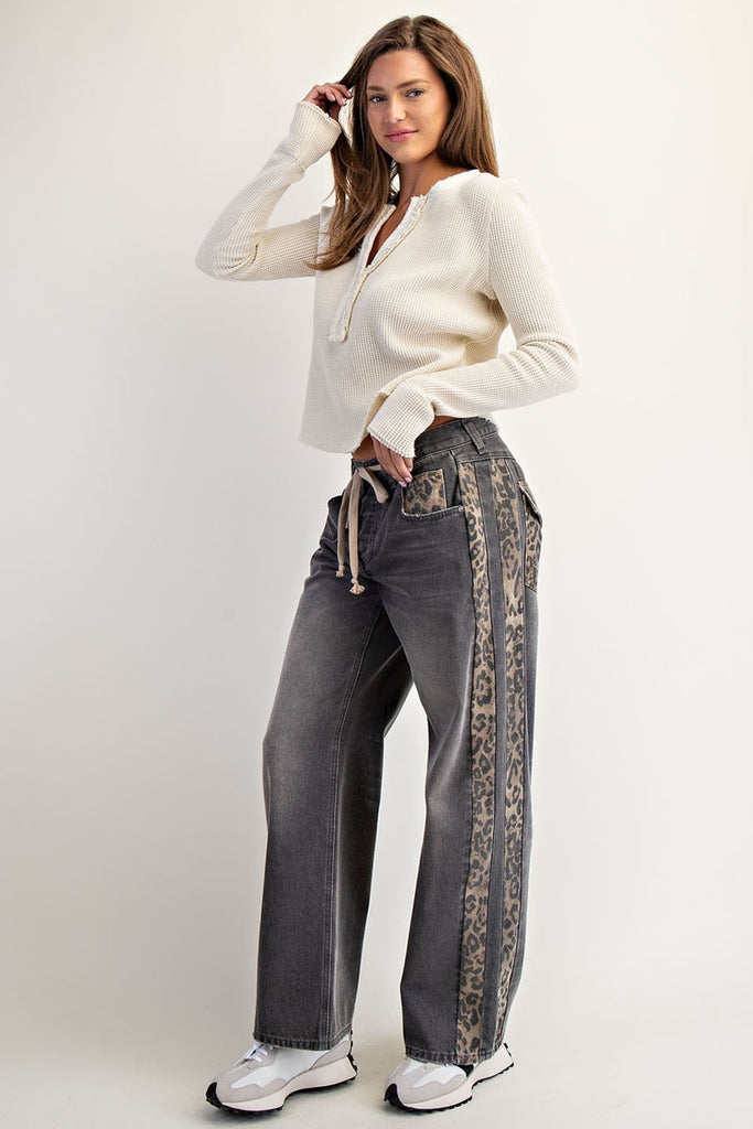 Leopard Streak Drawstring Pant