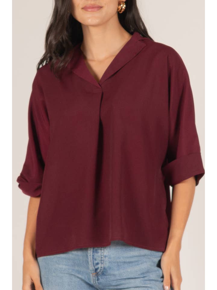 Relaxed Confidence Top - Maroon