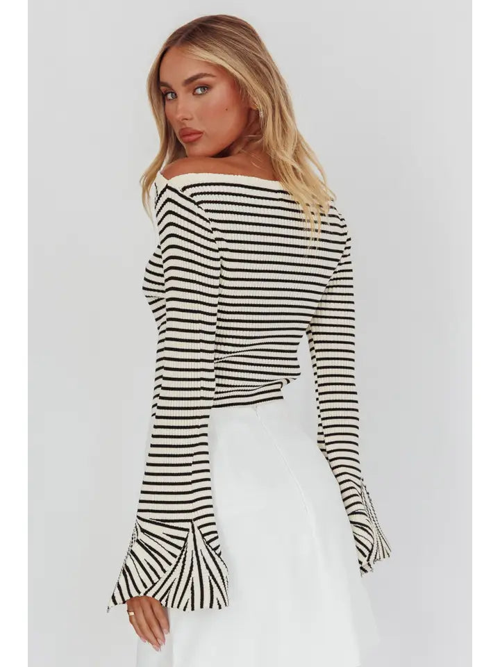 Parisian Stripe Flare Top