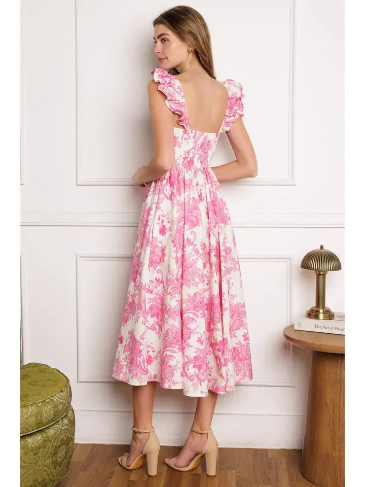 Rose Drift Midi Dress