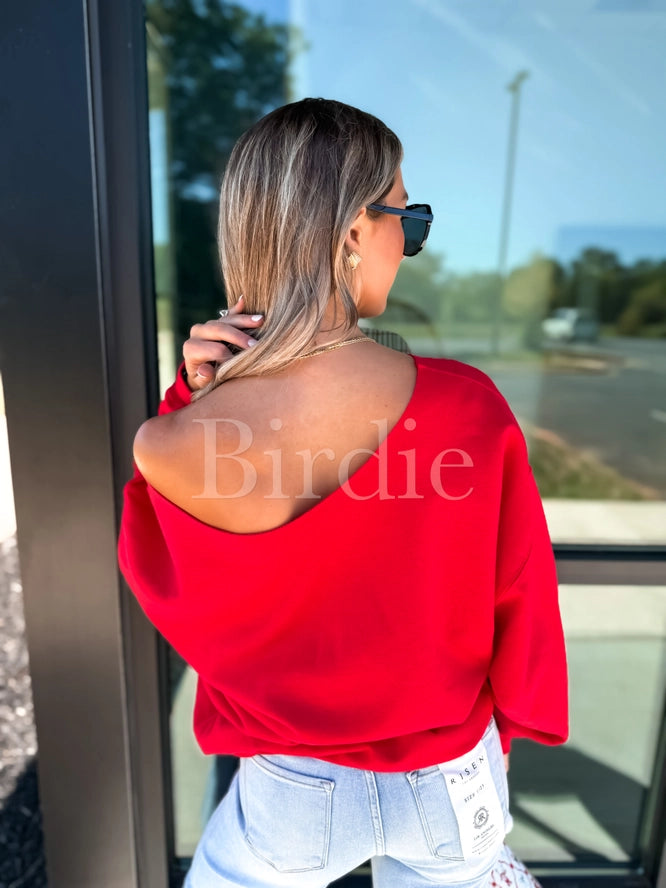 Santa Baby Off-Shoulder Sweater
