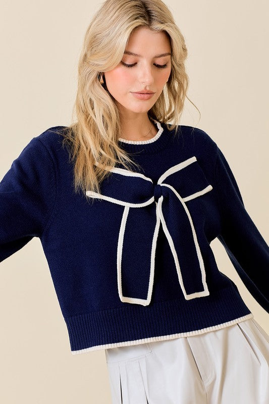 Ribbon Sweater - Navy