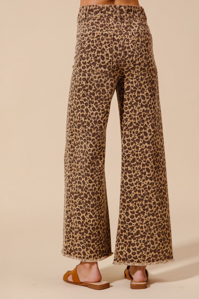 Leopard Mid-Rise Wide Leg Jeans