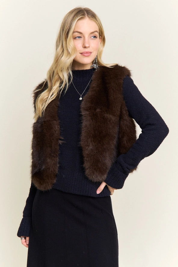 Mocha Luxe Faux Fur Vest