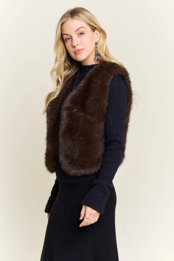 Mocha Luxe Faux Fur Vest
