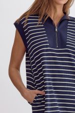 Just Stripe With It Dress  -Navy