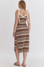 Ribbed Striped Midi- Mocha