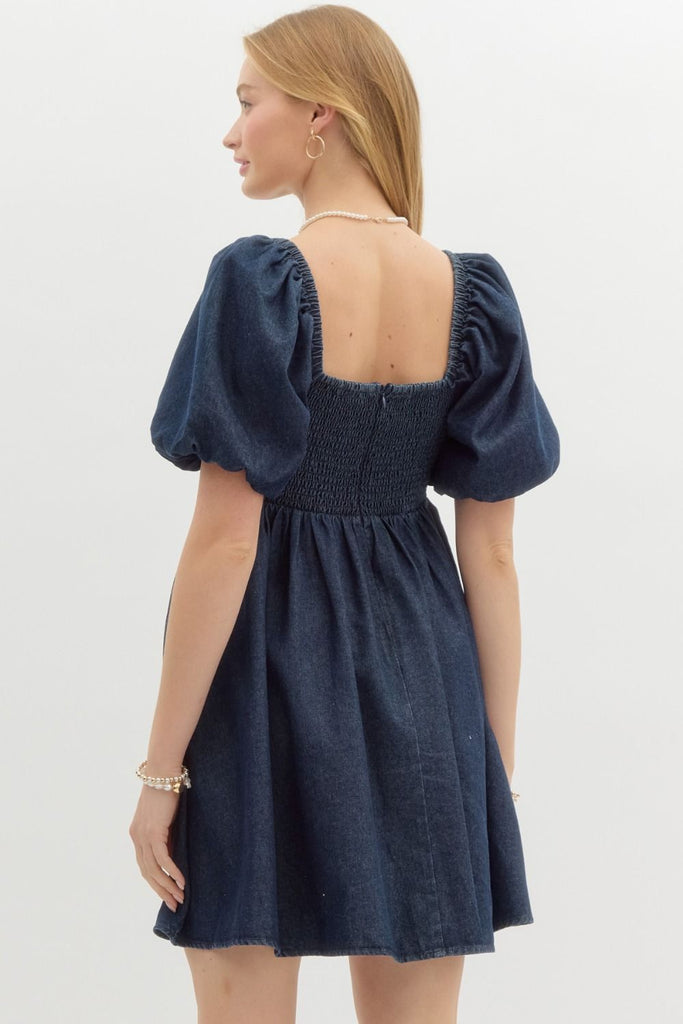 Denim Scalloped Baby Doll Dress