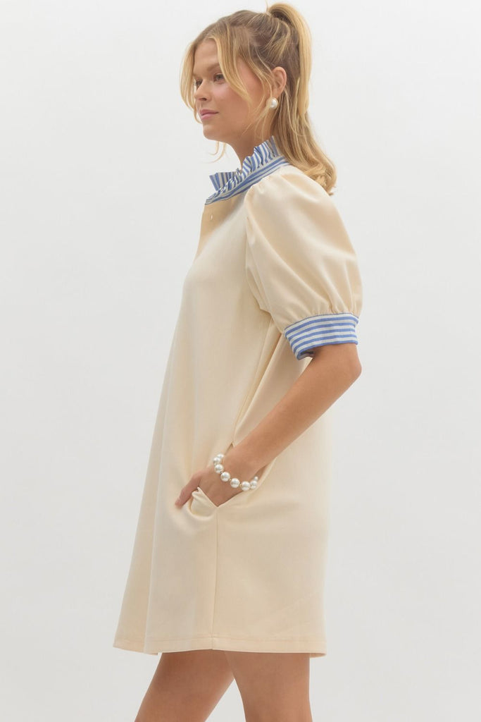 Ruffle Polo Dress - Cream