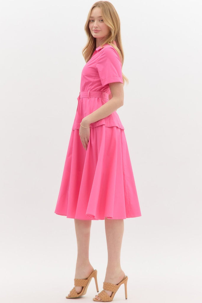 Shopping in Paris Midi Dress - Pink