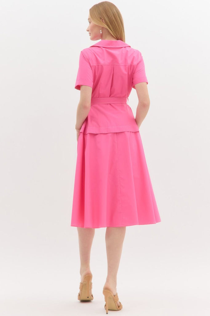 Shopping in Paris Midi Dress - Pink