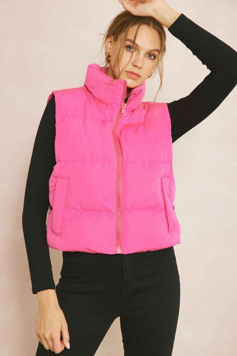 Hot pink puffer vest hotsell