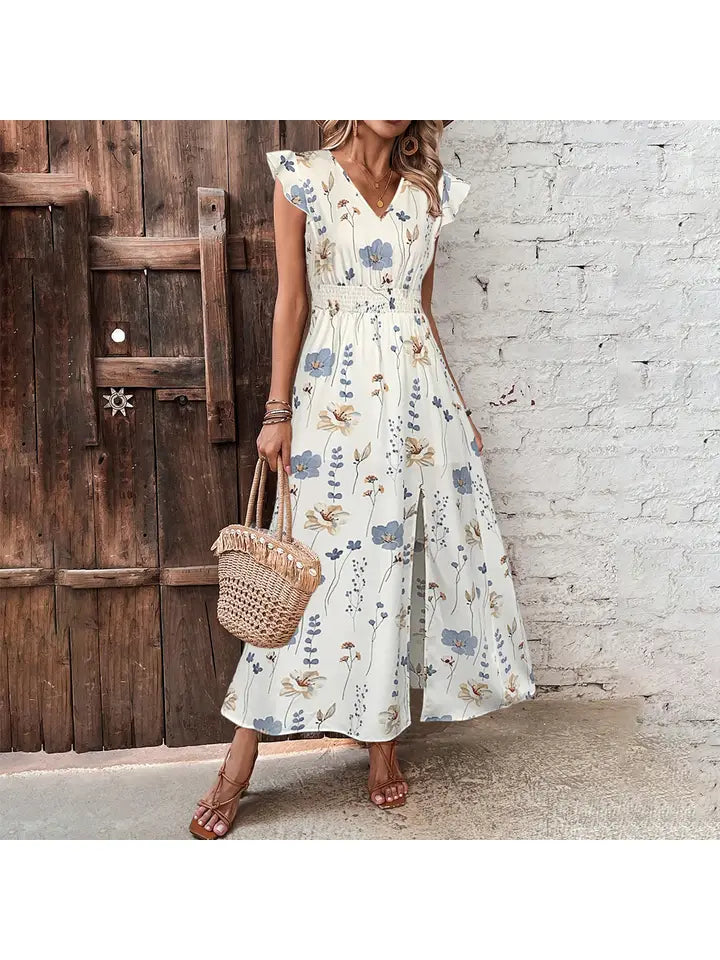 Vintage Floral Cascade Dress