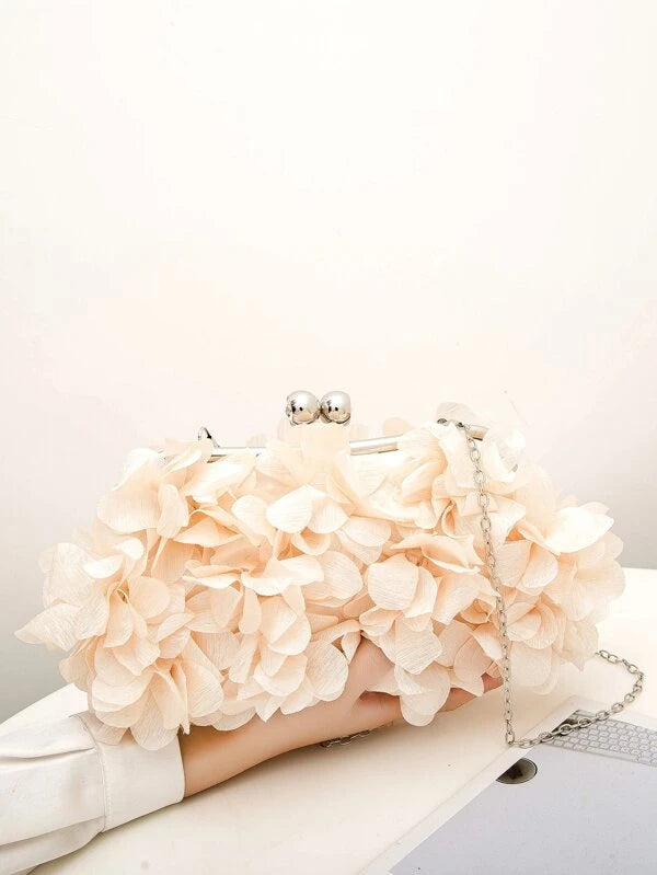 Floral Clutch Evening Bag in Apricot