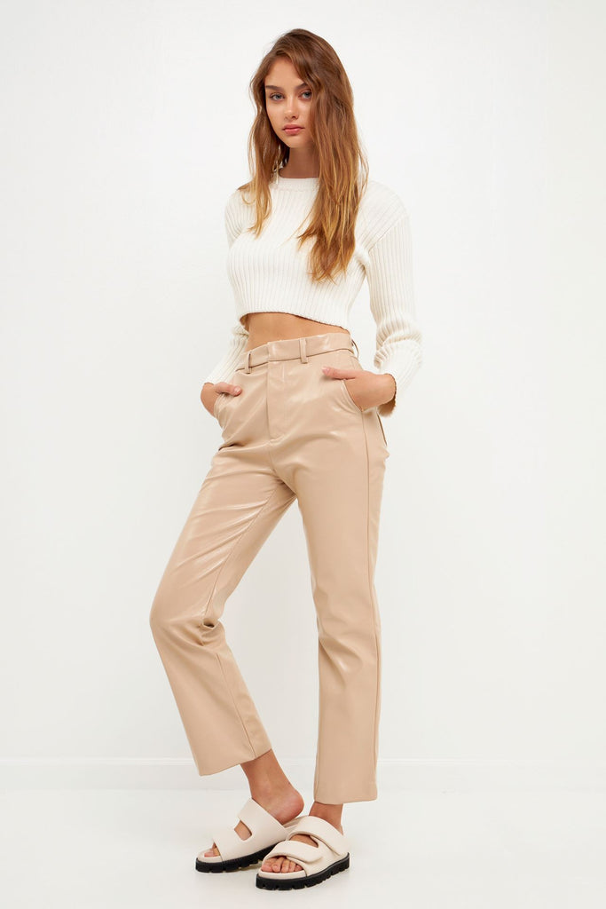 Faux You Later Pants - Beige