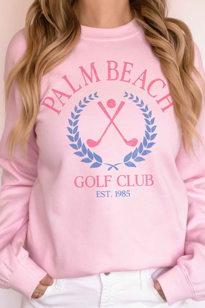 Golfing In Palm Beach Sweatshirt- Pink