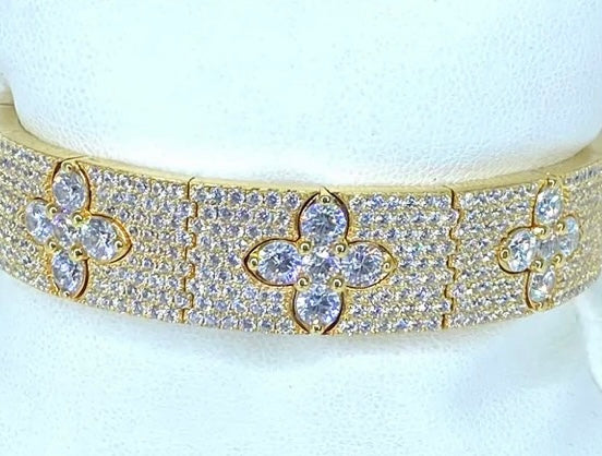 Wide Pave Flower Bracelet